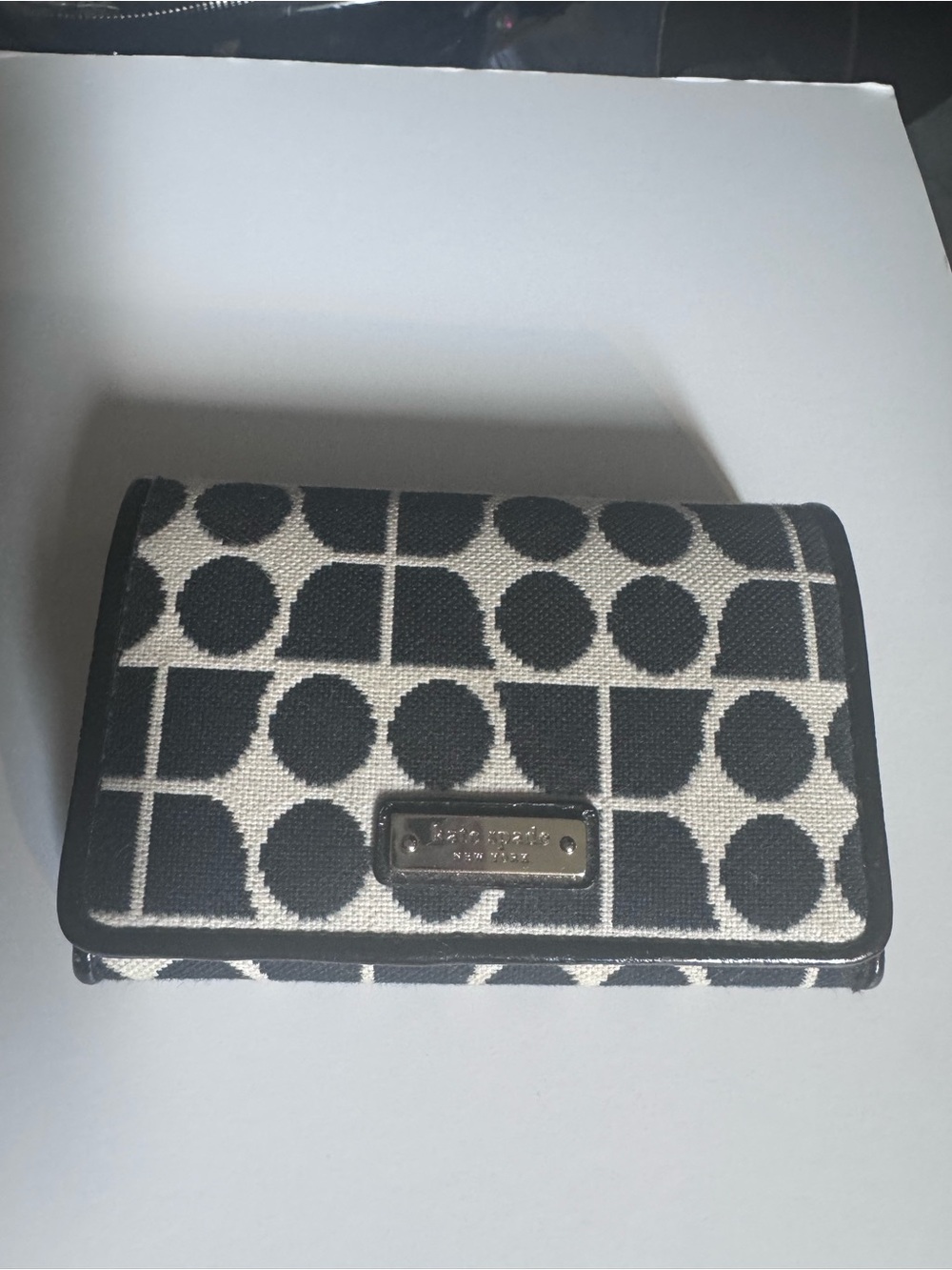 kate spade Black and White Geometric Canvas Wallet